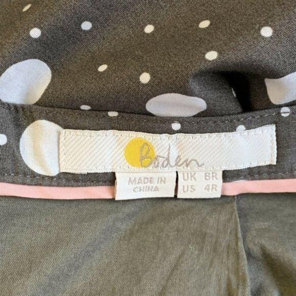 Boden Gray White Polka Dot Cotton A Line Skirt - Picture 8 of 9